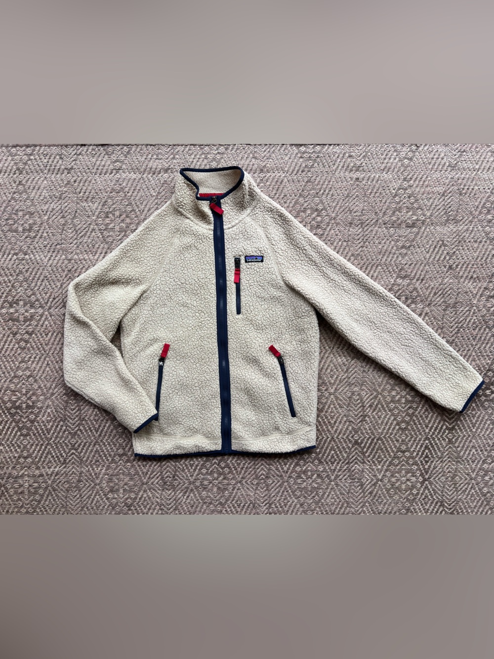 Patagonia Retro Pile Fleece Jacket Men’s M Natural Cream Full Zip Sherpa